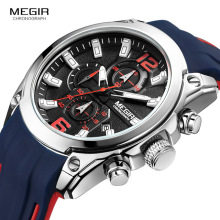 Megir 2063 Mens Quartz Watch Chronograph Silicone Strap Watches